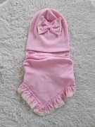 Nowy bawełniany komplet cukierkowy róż zestaw czapka + chusta 2-6 lat 