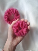 2 moherowo-jedwabne Scrunchies dla mamy i córki, ozdobna gumka do włosów 