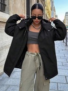 CZARNA KURTKA DAMSKA Z KAPTUREM rozm. 36 / S (A087)