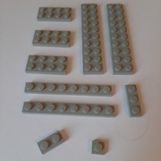 Lego Płytkie Plates Old Light Gray 2x 1x (9 sztuk)