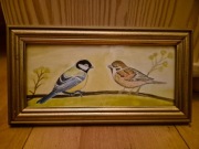 Obraz akwarela ptaki ręcznie malowane P. Paszkiewicz