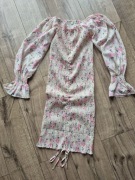 Cinamoon sukienka pastelowa dopasowana gumkowana marszczenia kwiaty M 