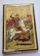 Ikona na desce GRECKA z certyfikatem Święty JERZY pogromca smoka.