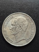 5 franków 1853 Belgia -Ag900