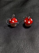 Kolczyki wiszące grzybki mushroom czerwone muchomorki dla dzieci 