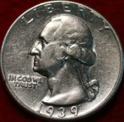 25 centów- SREBRO -Washington 1939- Quarter Dollar-menniczy -rzadki rocznik