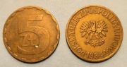 Polska moneta 5zł 1984 rok. 5 sztuk.