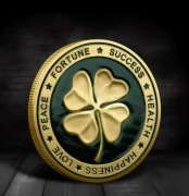 Moneta szczęścia: Czterolistna koniczyna, słoń, Amulet na szczęście 