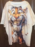 T-shirt oversize z tygrysem