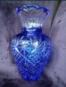 Masywny kryształ kobaltowy wazon PRL 
