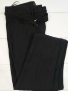 Spodnie eleganckie Next 40 czarne z paskiem wysoki stan biznesowe 