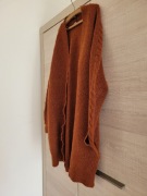 Długi, brązowy kardigan XXS