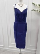 Sukienka bandażowa midi niebieska koronka 38 M