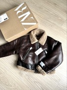 Kurtka kożuch z futerkiem z dwuwarstwowego materiału Zara rozmiar M