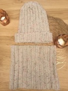 Komplet czapka z kominem damski wykonany z włóczki rozm. 58