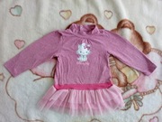 Tiulowa różowa elegancka sukienka w paski Hello Kitty 80 - 86 jak nowa