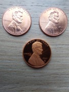 USA zestaw cent 2011 bez znaku, D, S; stan I; odwrócona tarcza; 3 monety