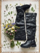 Kozaki za kolano KAZAR skóra naturalna 38 czarne boho muszkieterki stan bdb