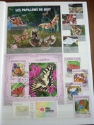 Kolekcja znaczków kasowanych Fauna Owady Motyle różne gatunki w albumie.