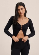 Sweter kardigan czarny S 36 MANGO bawełna, dopasowany NOWY z metką