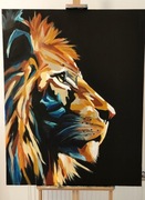 Obraz ręcznie malowany LEW 100x80