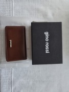 Gino rossi Etui na wizytówki skórzane poziome brązowe 