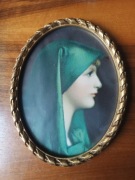 Obrazek Święta Fabiola 18 x 15 cm przedwojenna pamiątka I Komunii