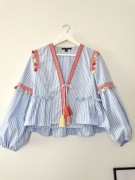 zara narzutka Boho etno Hippie wiązana Chwosty falbany Paseczki M