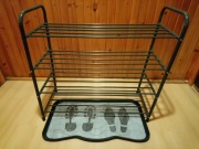 Regał na buty HALDUM 4 półki popielaty JYSK 82 x 78 x 35 wraz z ociekaczem