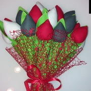 Tulipany z materiału  bukiet 15sztuk 