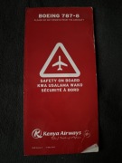 Safety Card /  Karta Instrukcja Bezpieczeństwa Kenia Airways Boeing 787-8