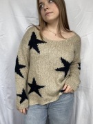 Beżowy sweter z gwiazdami key largo L