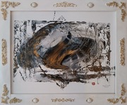 obraz akryl 40/50 akryl w ramie drewnianej zloconej