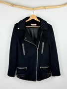 Czarna kurtka ramoneska z wełną L/40 na co dzień casual klasyczna stylowa