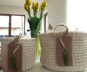 Koszyki ręcznie robione Handmade ze sznurka bawełnianego 
