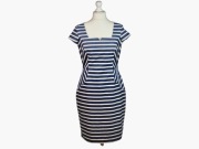 Phase Eight Sukienka Bawełna Paski 42 XL Wizytowa Wesele Wysmuklająca BDB