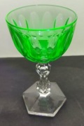 Szklo uranowe kieliszek Val Saint Lambert Queen Anne Art Deco 