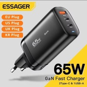 Ładowarka Essager 65W GaN | Szybka Ładowarka 3 port USB-C | USB-A QC|PD