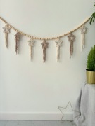 Girlanda gwiazdy gwiazdki śnieżynki makrama koraliki boho korale drewniane
