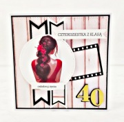 Kartka na 40 urodziny dla kobiety – elegancka kartka urodzinowa handmade