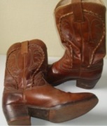 Buty wysokie skórzane ręcznie szyte 39-40 "kowbojki"