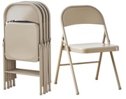 KAIHAOWIN 4x krzeslo skladane metalowe beżowe oszczedzajace miejsce