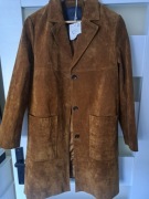 Zara viralowy plaszcz skora naturalna zamszowa braz 36