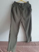 H&M Jak Nowe spodnie khaki lejące L XL 40 wiskoza 92% wiązane wysoki stan
