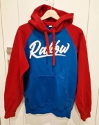 Bluza Raków Rakowa S kangurka z kapturem czerwono-niebieska  164cm 170