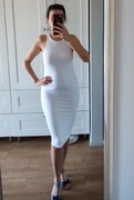 Good American Kardashian biała prążkowana sukienka ołówkowa  M 38 Midi