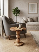 Stolik kawowy z orzecha z czarną żywicą epoksydową