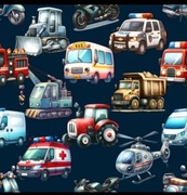 Dresówka pętelka na dres dla dzieci dziecięcy letni auta traktory 0,5mb