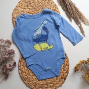 Body niebieskie w dinozaury długi rękaw z dinozaurami 80 dino bawełniane ba