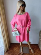 Nowa sukienka 48 różowa elegancka oversize długi rękaw plus size 4 xl